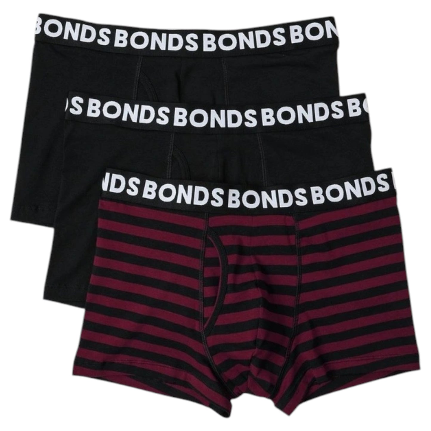 6 Pack Mens Bonds Classic Trunks Underwear Black/Burgundy