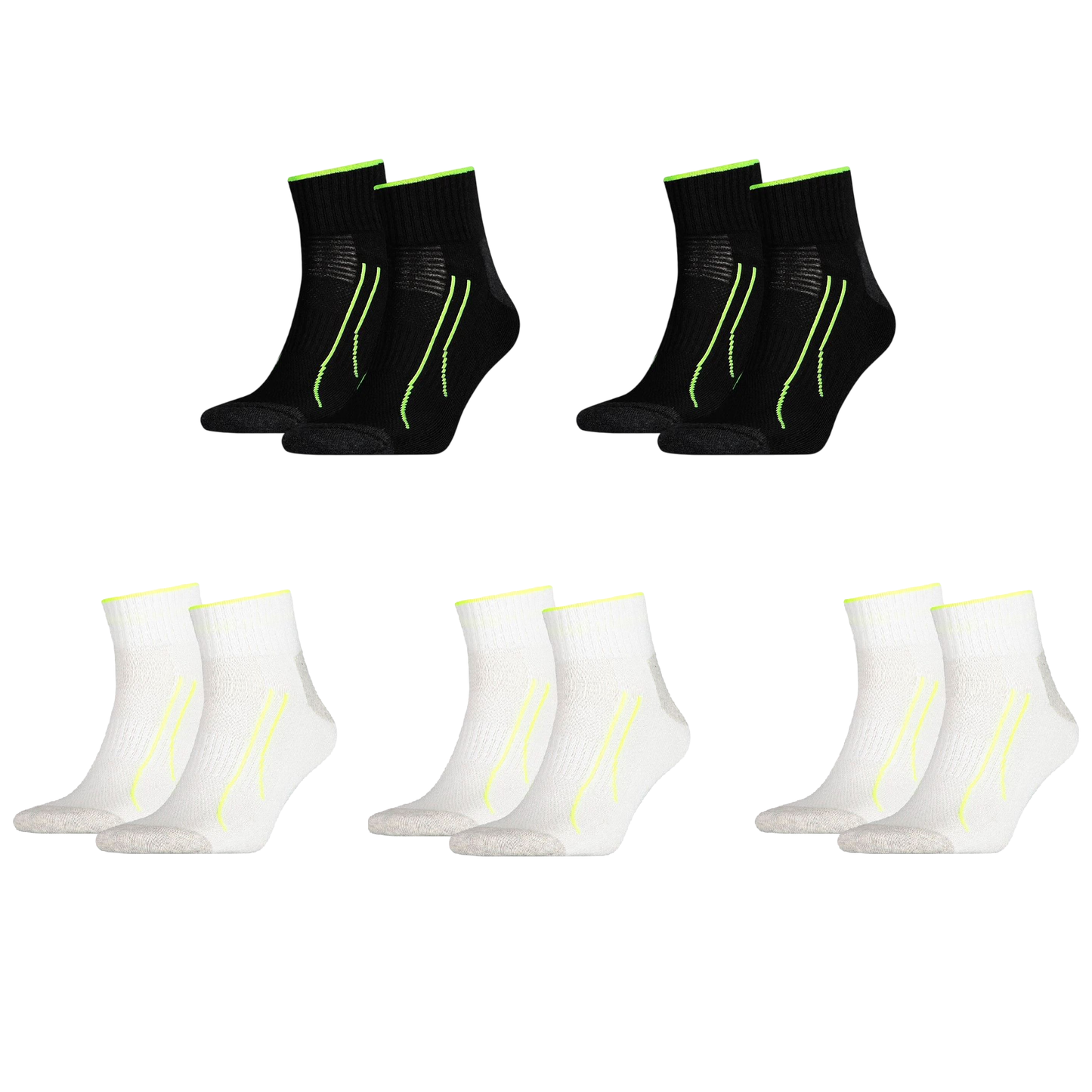 10 Pack Mens Puma Performance Training Quarter Crew Socks Black/White