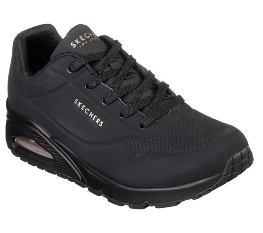 Womens Skechers Uno - Stand On Air Shoes Black/Black