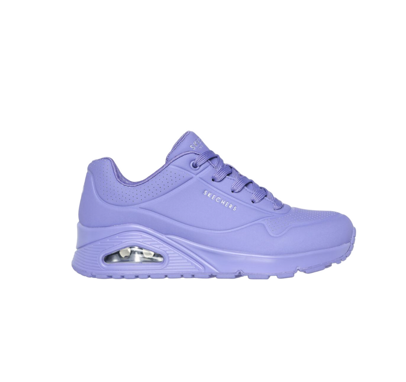 Womens Skechers Uno - Stand On Air Lilac Lace Up Sneaker Shoes