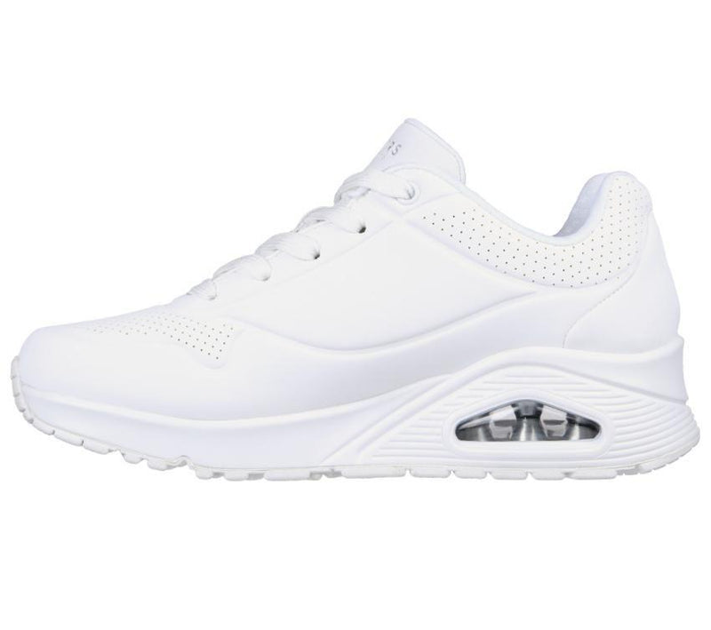 Womens Skechers Uno - Stand On Air White Lace Up Sneaker Shoes