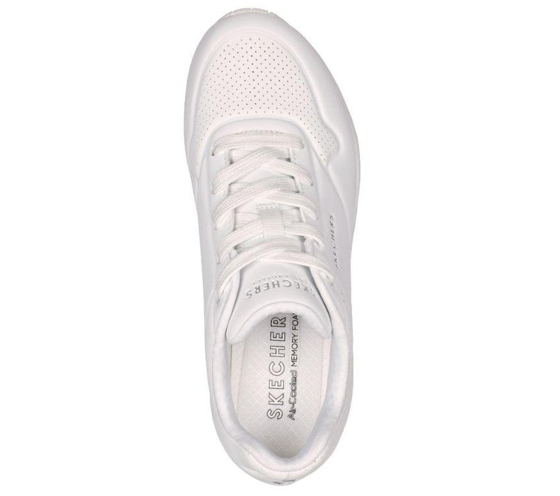 Womens Skechers Uno - Stand On Air White Lace Up Sneaker Shoes