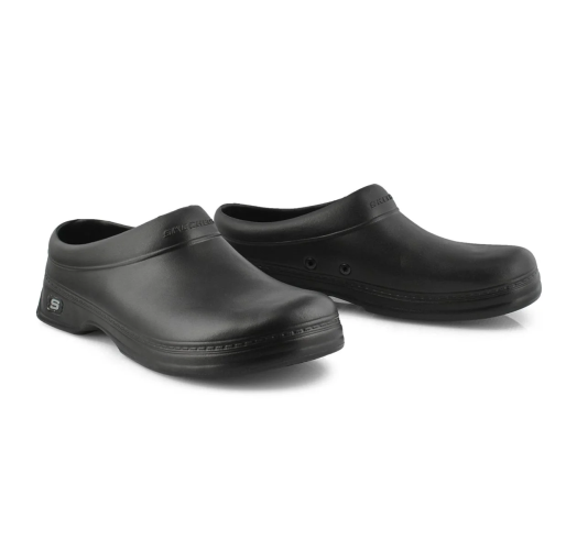 Mens Skechers Oswald - Balder Black Clog Slip On Work Shoes
