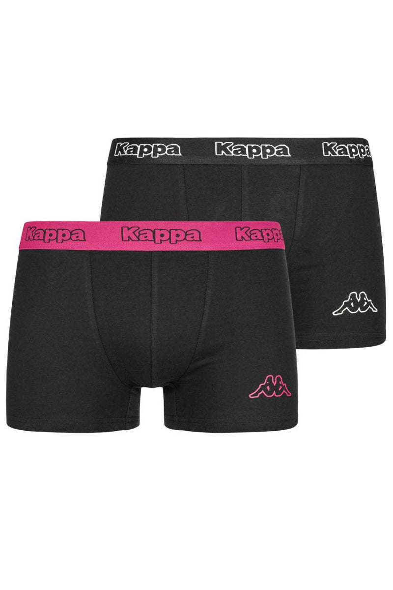 2 x Kappa Trunks Mens Black/Fuschia Boxers Underwear Trunk Boxer Shorts