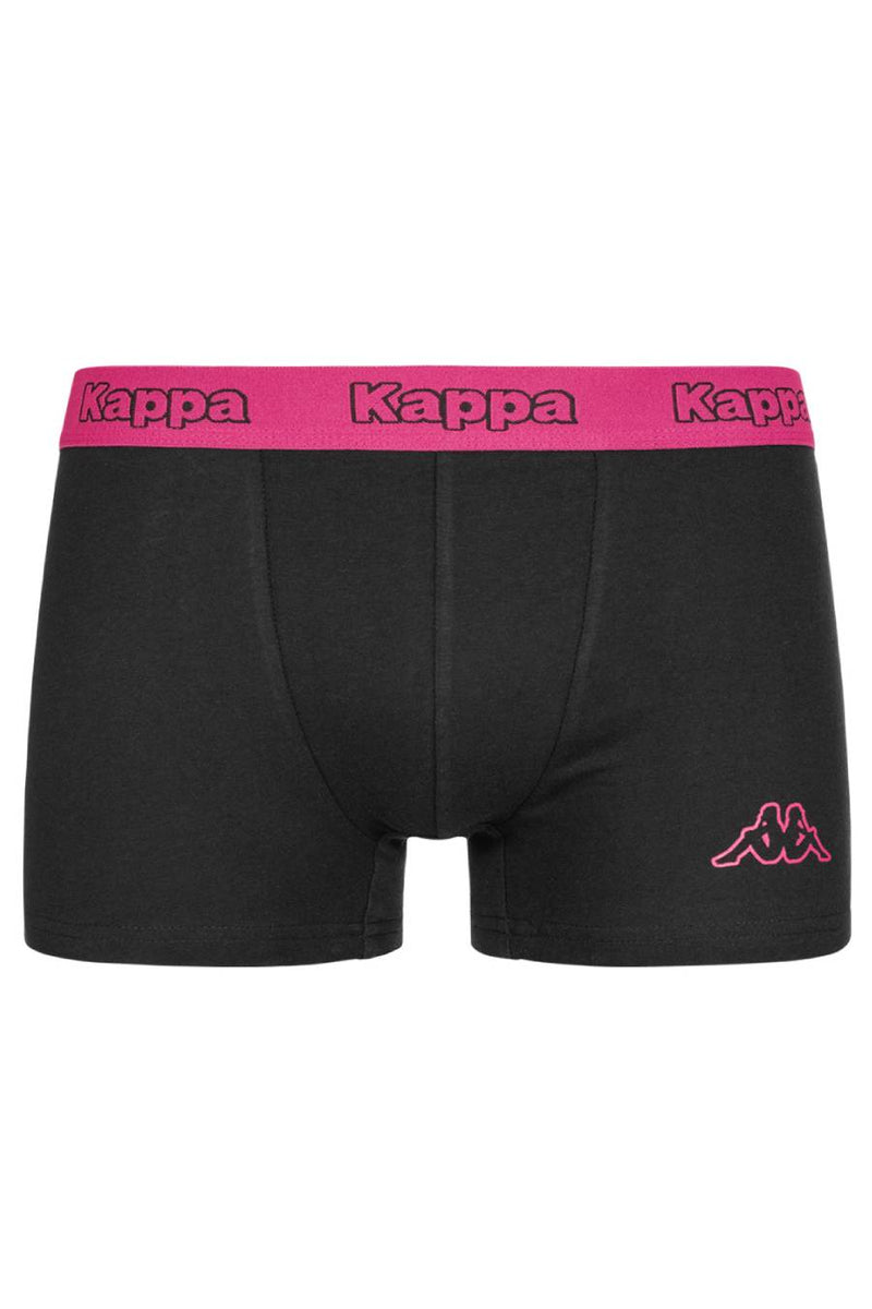 2 x Kappa Trunks Mens Black/Fuschia Boxers Underwear Trunk Boxer Shorts