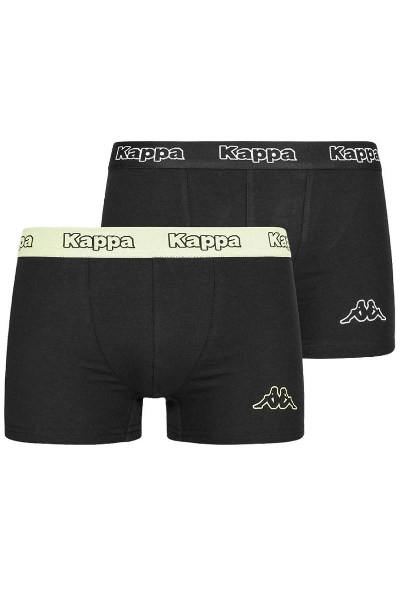 2 x Kappa Trunks Mens Black/Yellow Boxers Underwear Trunk Boxer Shorts