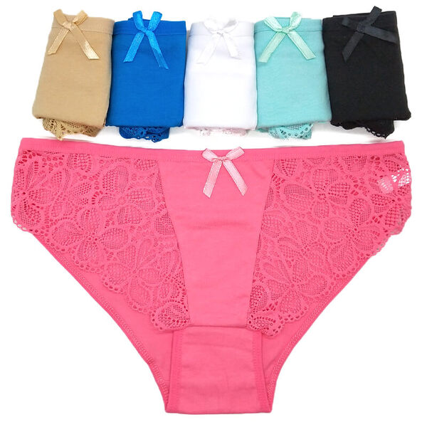 12 X Womens Sheer Spandex / Cotton Briefs - Assorted Underwear Undies 89308