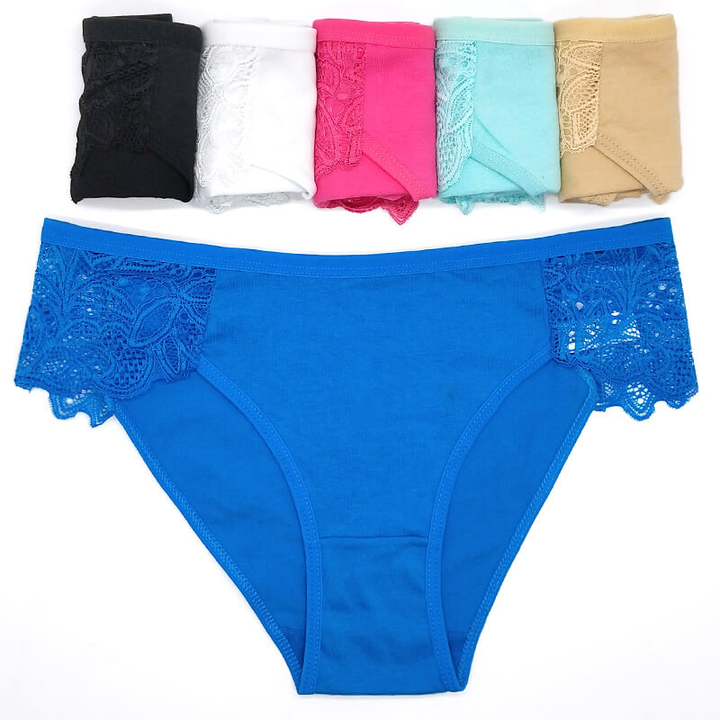 12 X Womens Solid Panties Briefs Undies Cotton Assorted Underwear With Lace