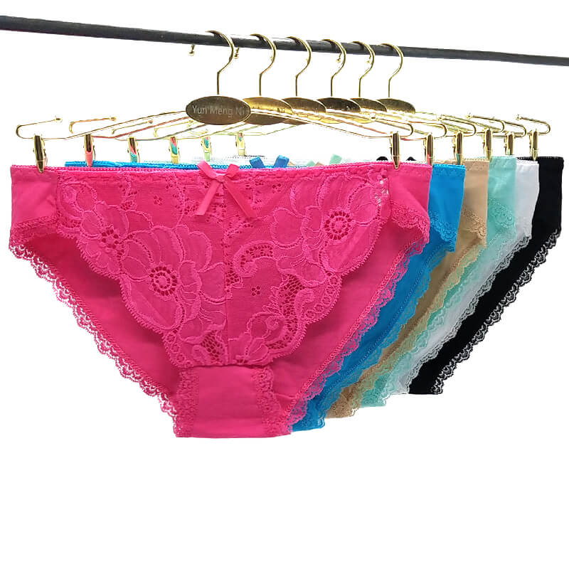 12 X Womens Solid Soft Lace Briefs Undies Sexy Underwear With Bow