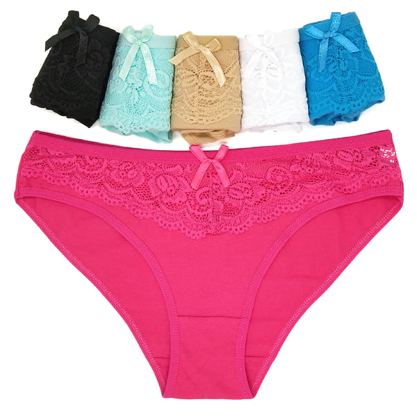 12 X Womens Sheer Spandex / Cotton Briefs - Assorted Underwear Undies 89351