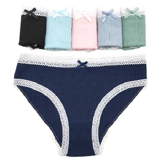 24 X Womens Cotton Ribbed Bikini Briefs - Undies Coloured Underwear Jocks