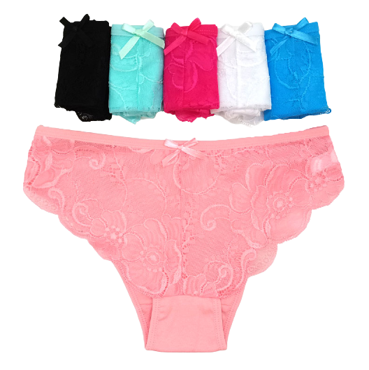 24 X Womens Cotton Lace Boyfront Bikini Briefs - Undies Coloured Underwear Jocks