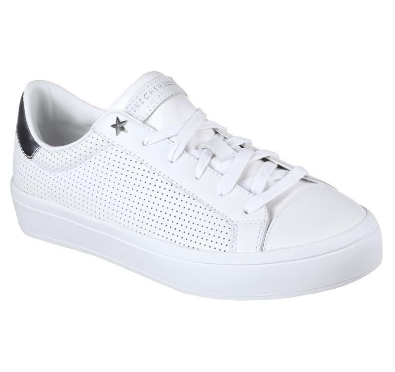 Womens Skechers Hi-Lites Perf-Ect White Lace Up Sport Shoes
