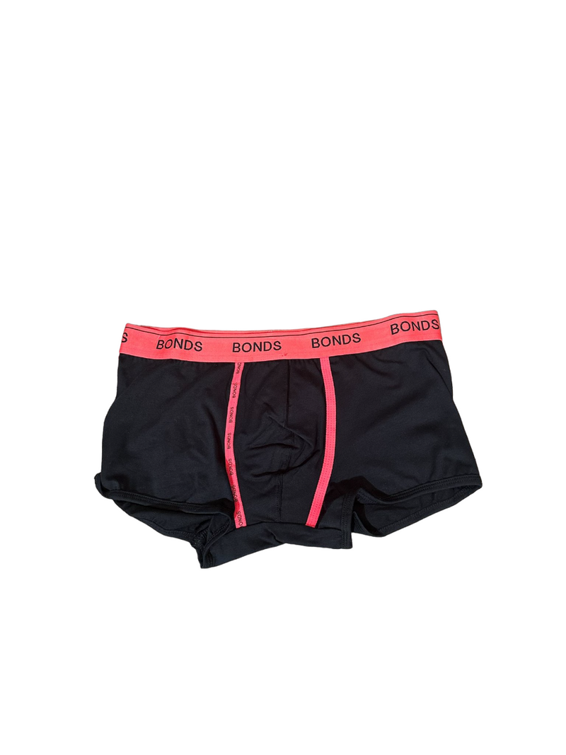 Mens Bonds U Front Trunks Underwear Black with Red/Orange