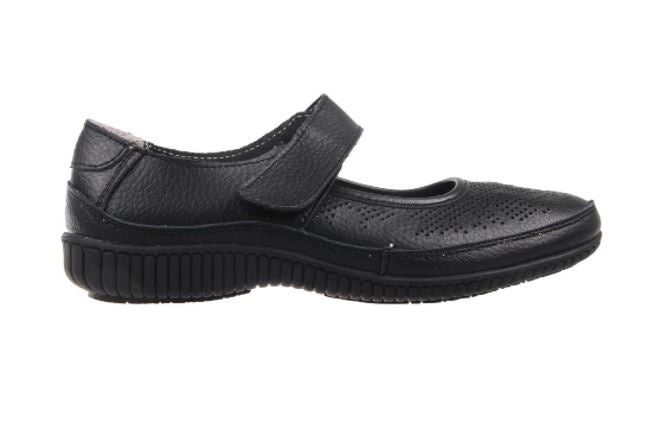 Womens Natural Comfort Adeline Leather Flats Slip On Comfort Black Shoes