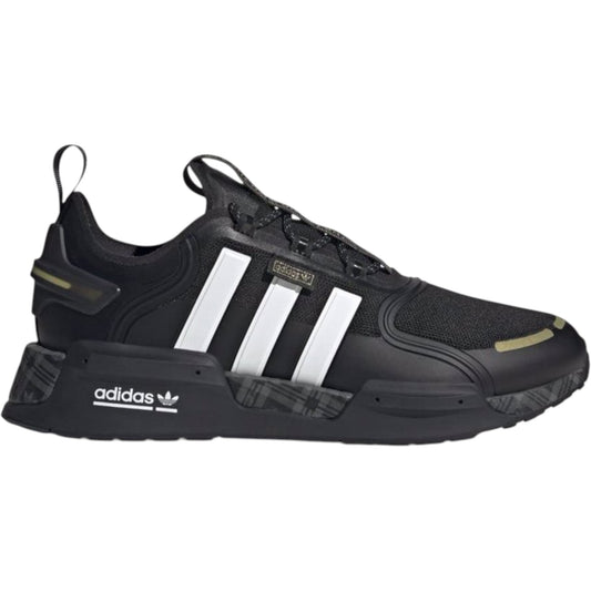 Mens Adidas NMD V3 Shoes Black/White/Gold Metallic