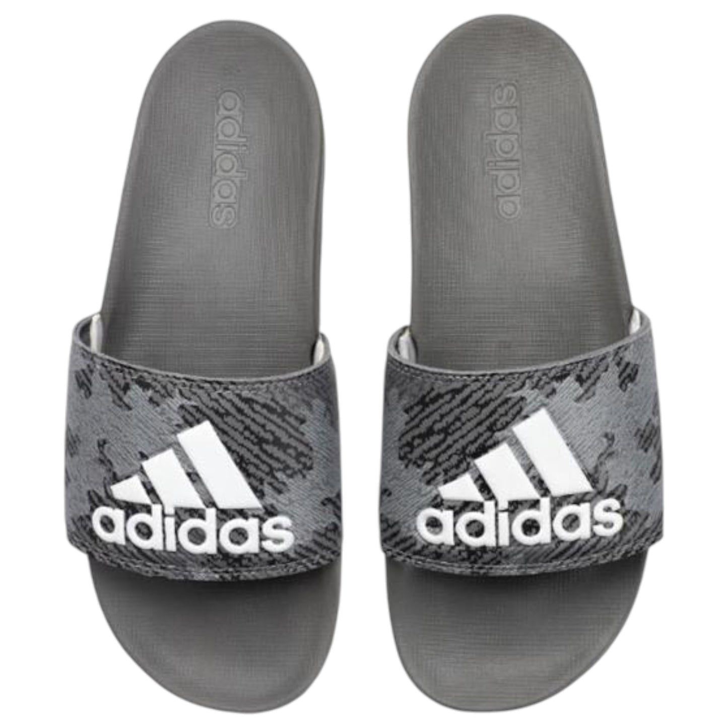 Mens Adidas Adilette Slides Grey/White/Grey