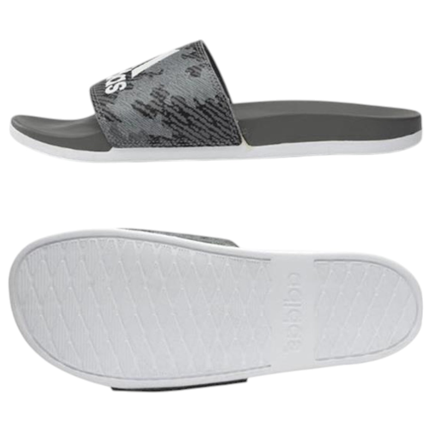 Mens Adidas Adilette Slides Grey/White/Grey
