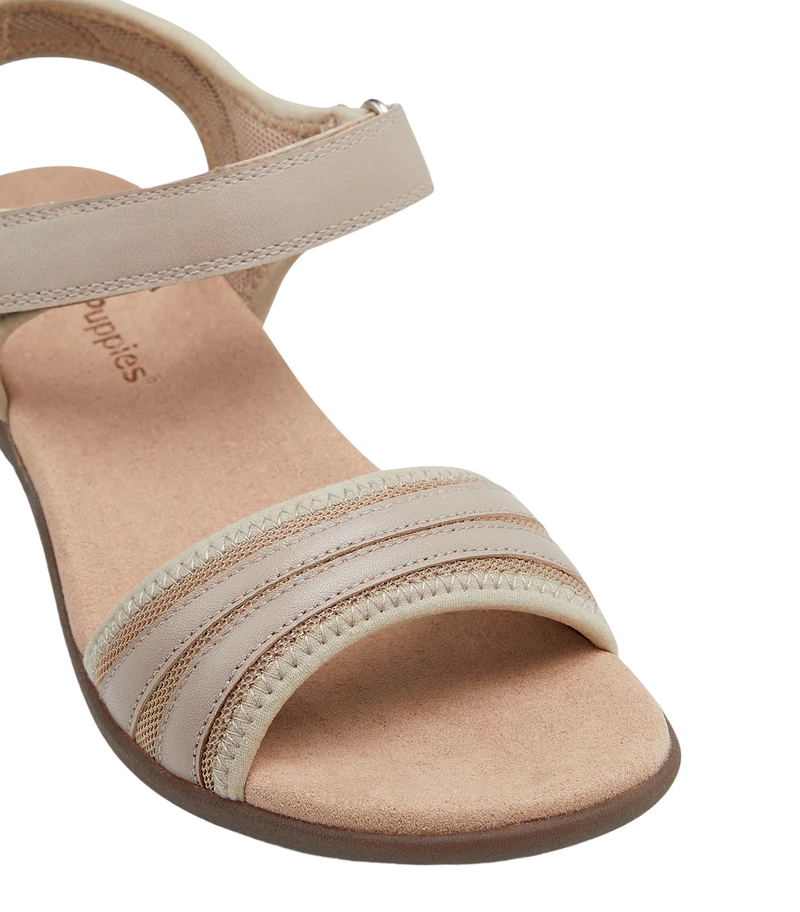 Hush Puppies Womens Amazing Taupe Slip On Leather Slides Sandals