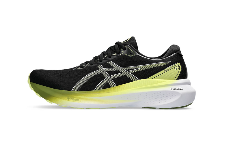 Mens Asics Gel-Kayano 30 Black/Glow Yellow Athletic Running Shoes