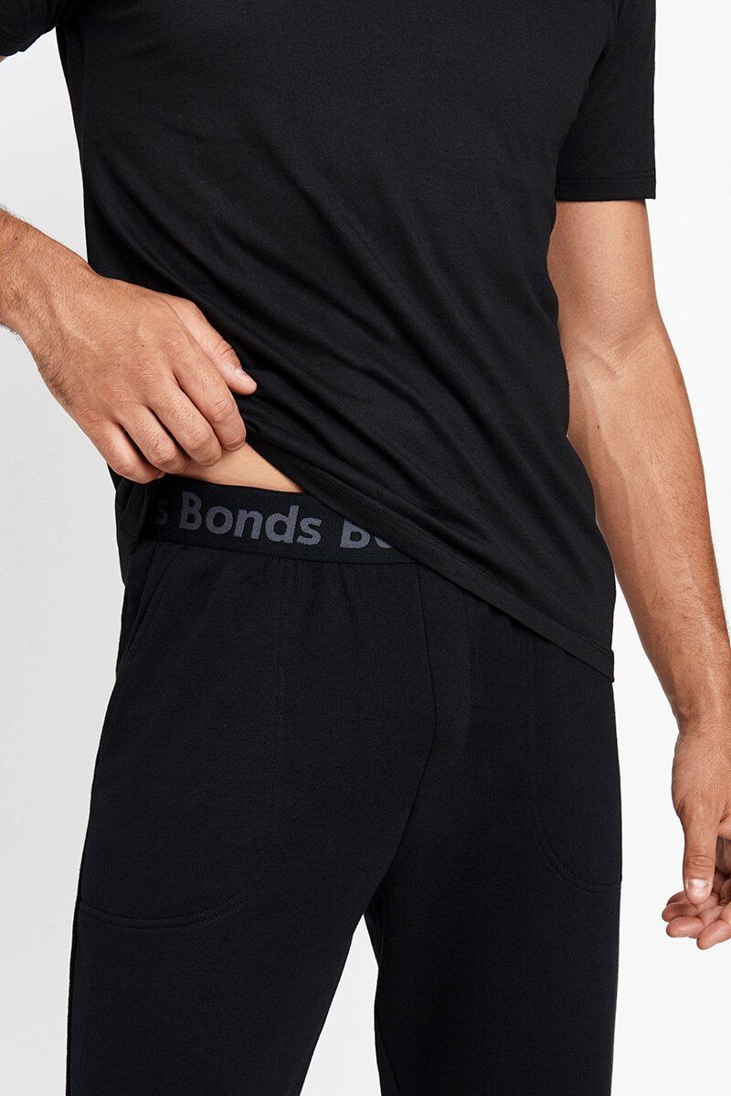 2 x Bonds Mens Essentials Straight Trackie Trackpant Black