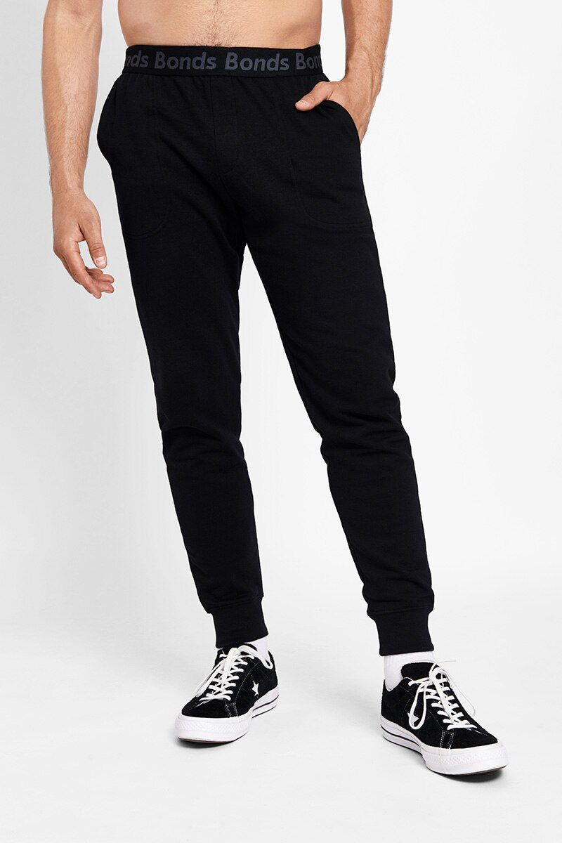 Bonds Mens Essentials Skinny Trackie Trackpant Black