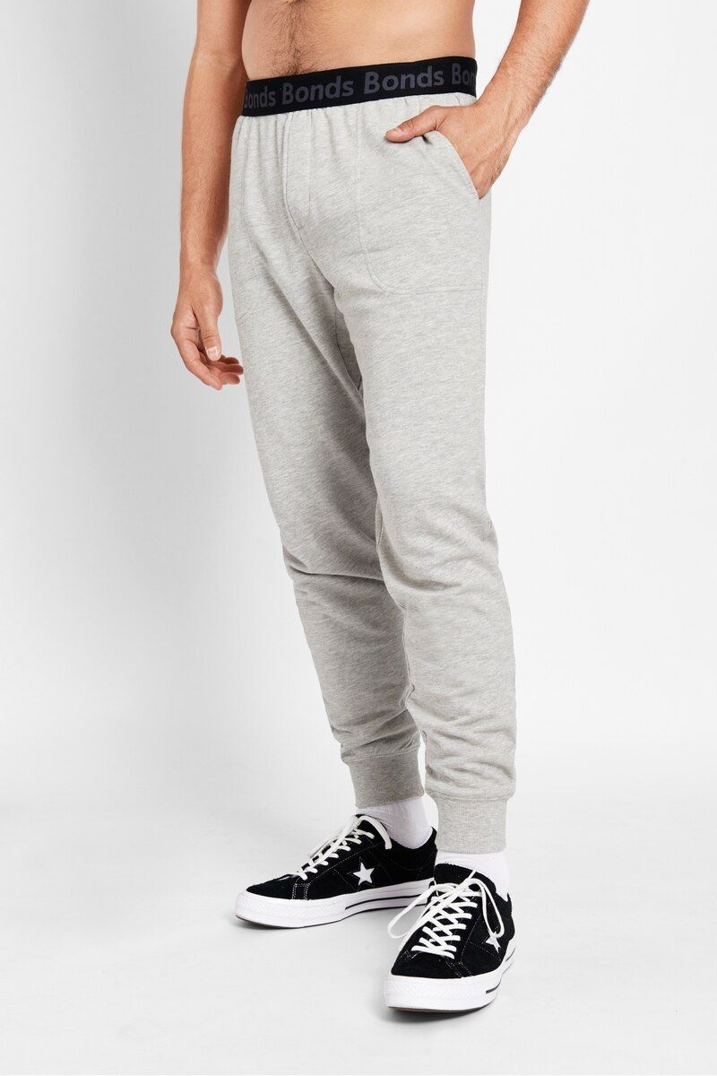 3 x Bonds Mens Essentials Skinny Trackie Trackpant Grey Marle