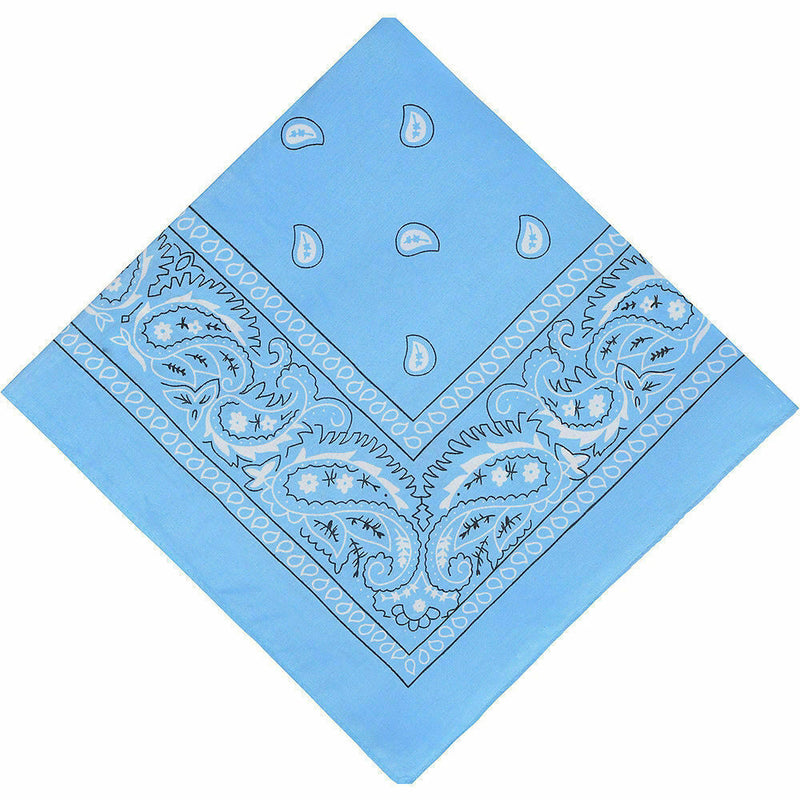 10 x Baby Blue Paisley Bandanas Head Wrap 100% Cotton Neck Scarf Mask Bandana