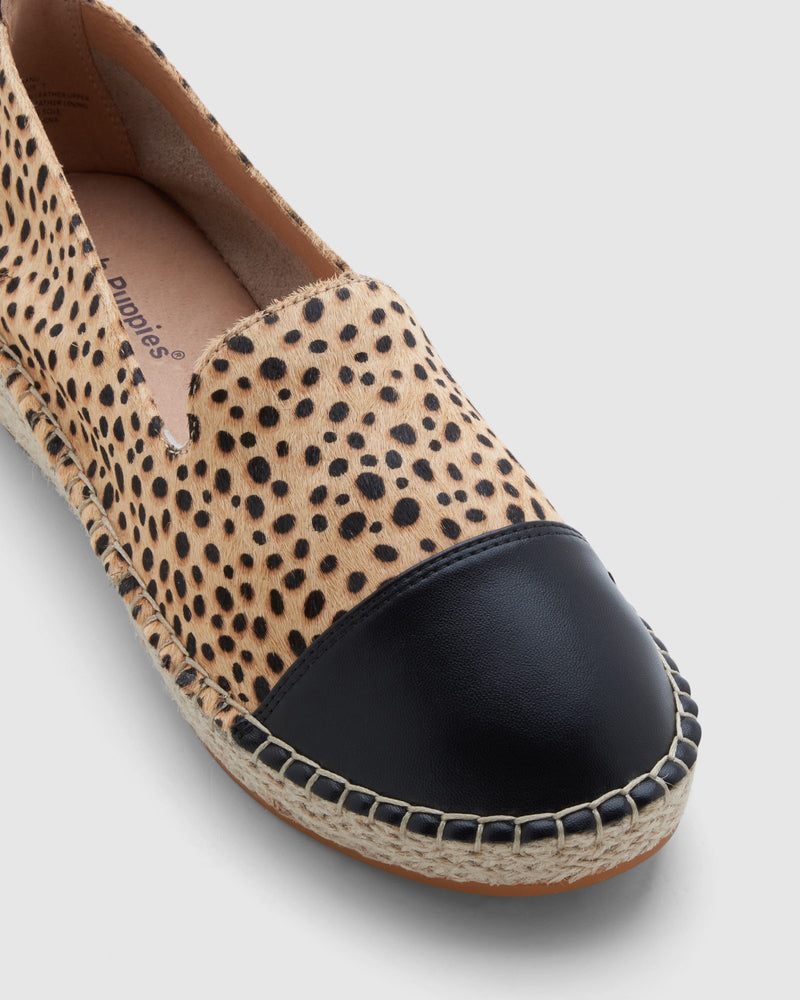 Womens Hush Puppies Banu Leopard Flats Casual Leather Shoes