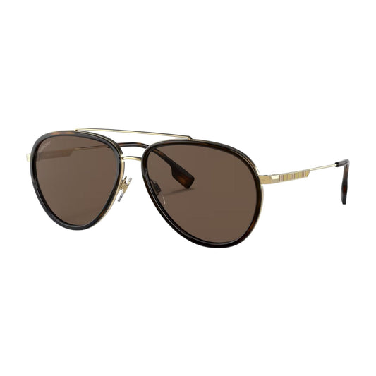 Mens Burberry Oliver BE3125 Sunglasses Gold/Dark Brown