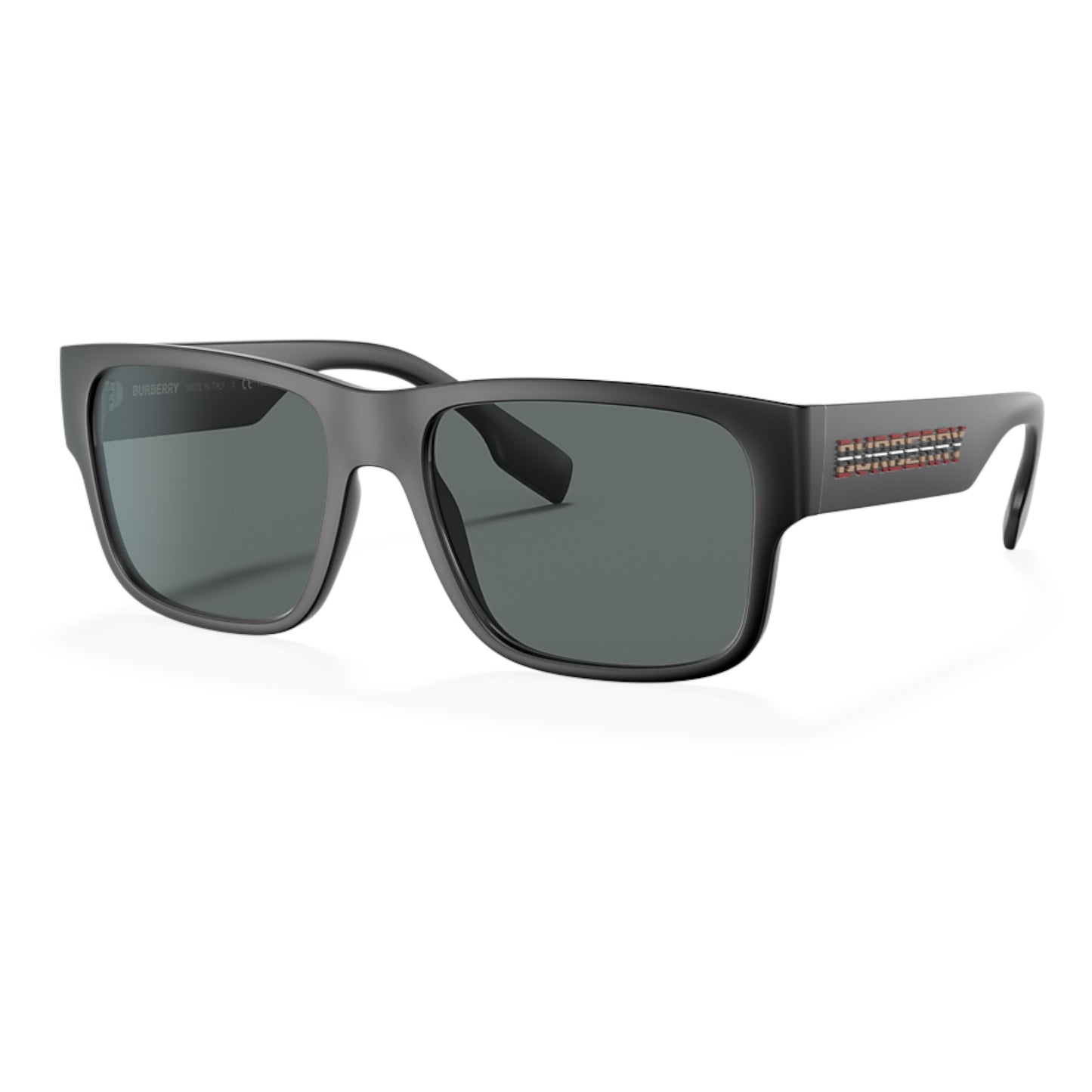 Men Burberry Be4358 346481 Black Square Polarized Dark Grey Sunglasses