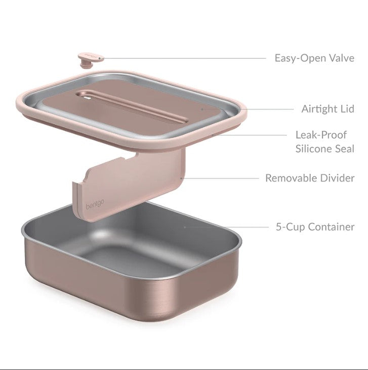 Bentgo Stainless Steel Lunch Box Container Storage Rose Gold