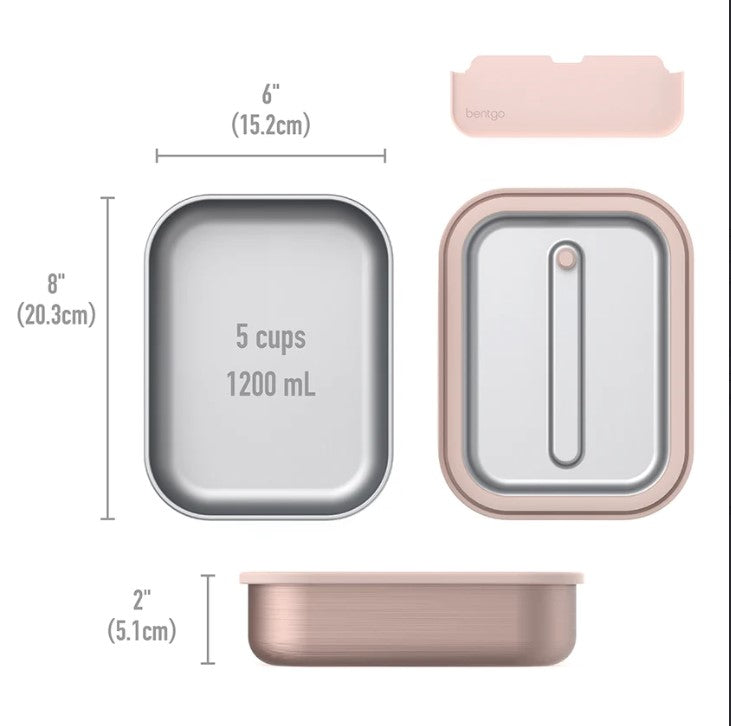 3 x Bentgo Stainless Steel Lunch Box Container Storage Rose Gold