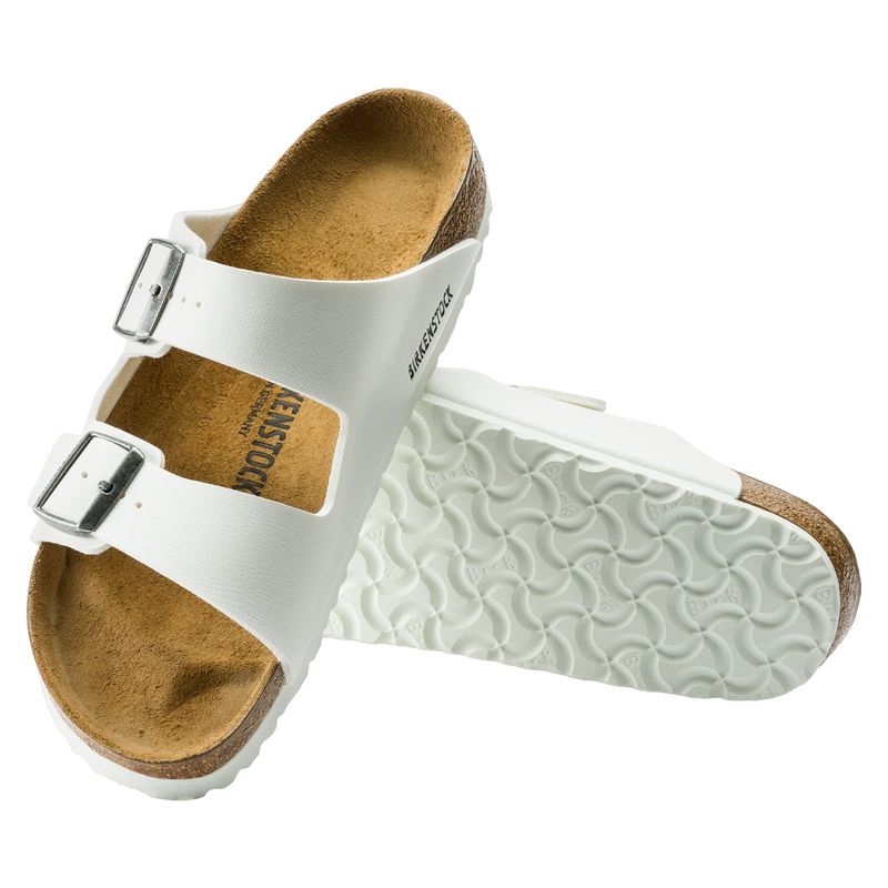 Mens Birkenstock Arizona Birko-Flor White Slip On Sandals