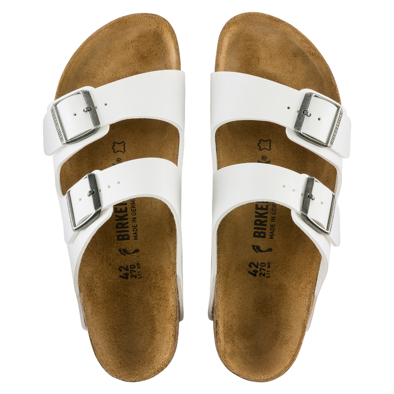 Mens Birkenstock Arizona Birko-Flor White Slip On Sandals