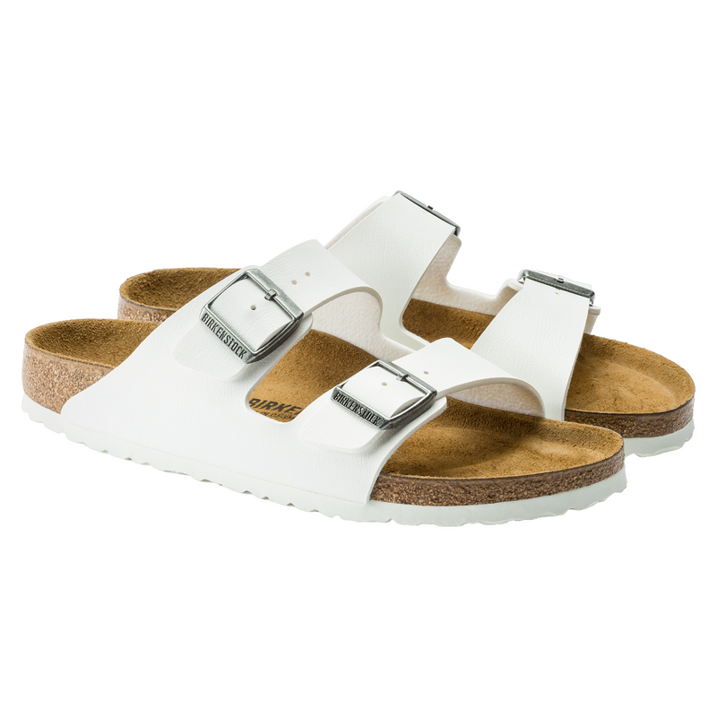 Mens Birkenstock Arizona Birko-Flor White Slip On Sandals