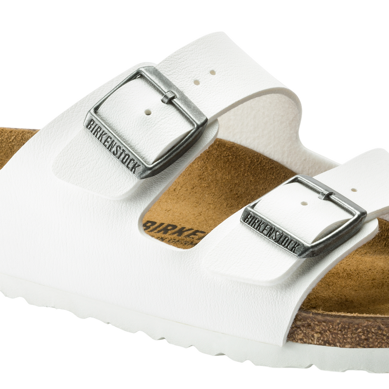 Mens Birkenstock Arizona Birko-Flor White Slip On Sandals