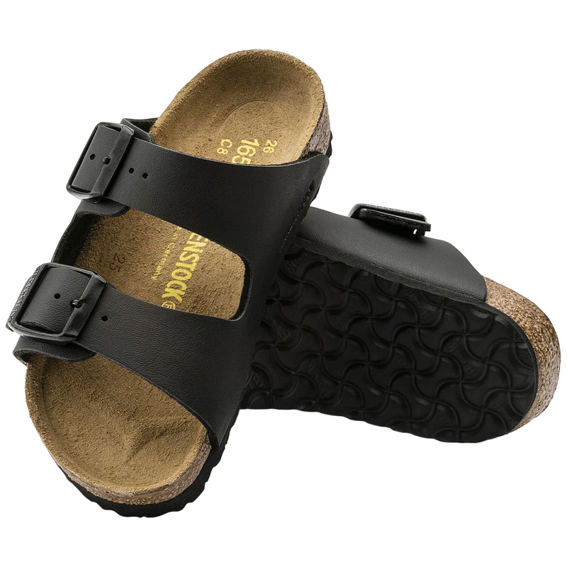 Kids Birkenstock Arizona Birko-Flor Black Slip On Sandals