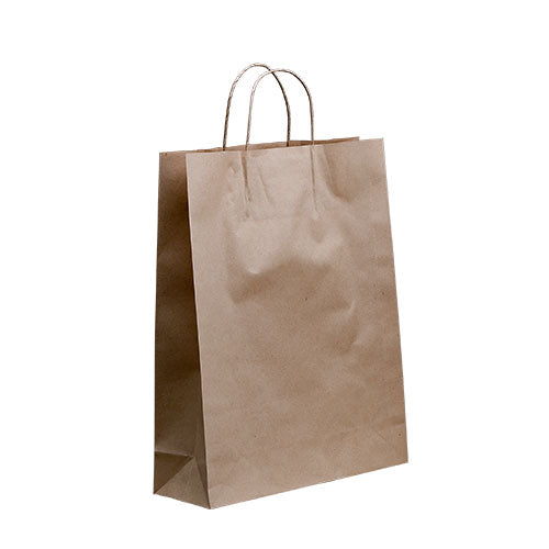 50 X Brown Twisted Handle Kraft Paper Bags Size Midi