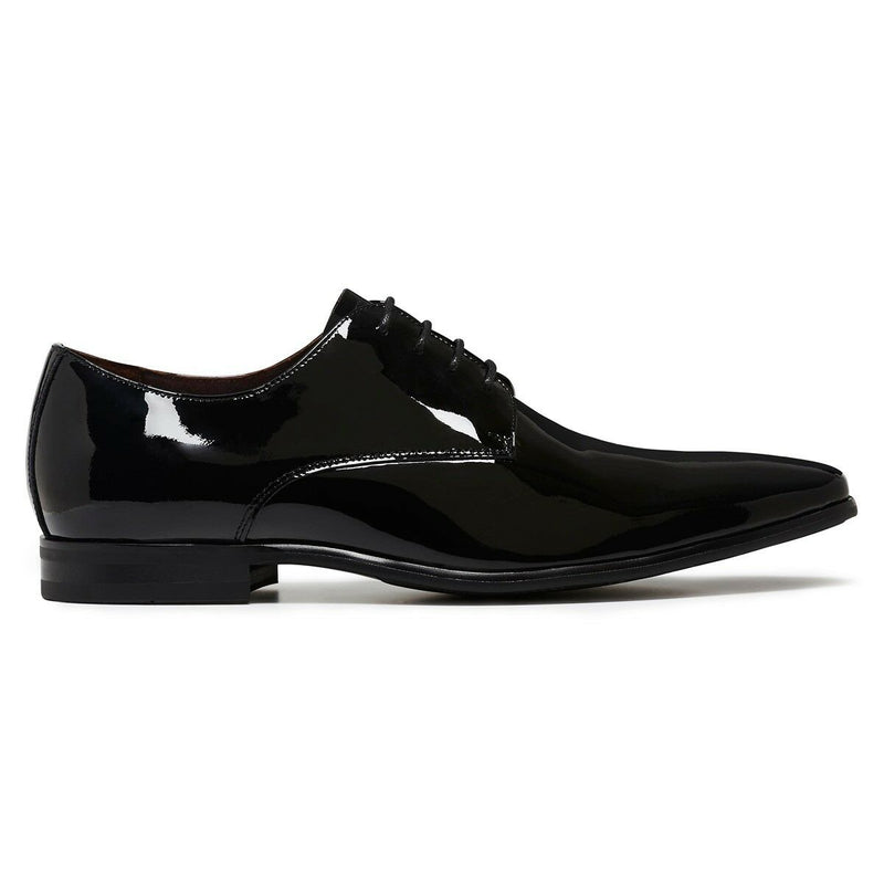 Mens Julius Marlow Jet Black Work Leather Patent Lace Up Shoes