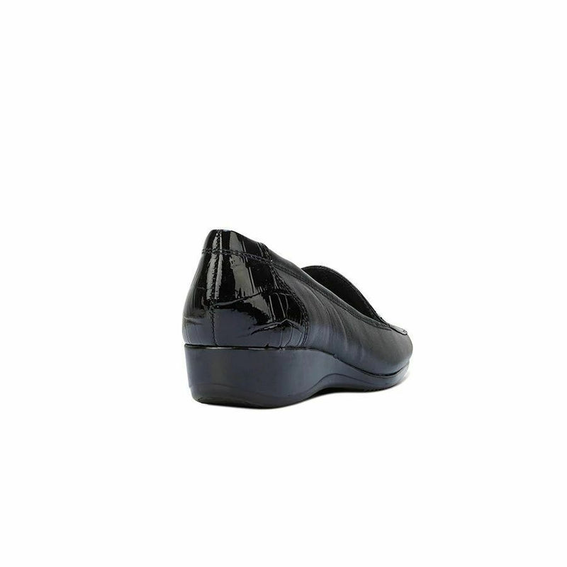 Womens Hush Puppies Meadow Adc Black Wedge Leather Work Casual Shoes