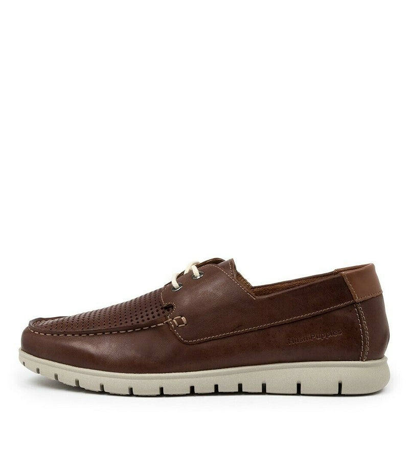 Hush Puppies Theo Mens Brown Leather Casual Everyday Comfortable Mens Shoes