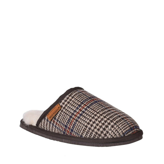 Mens Hush Puppies Sled Slippers Natural Plaid