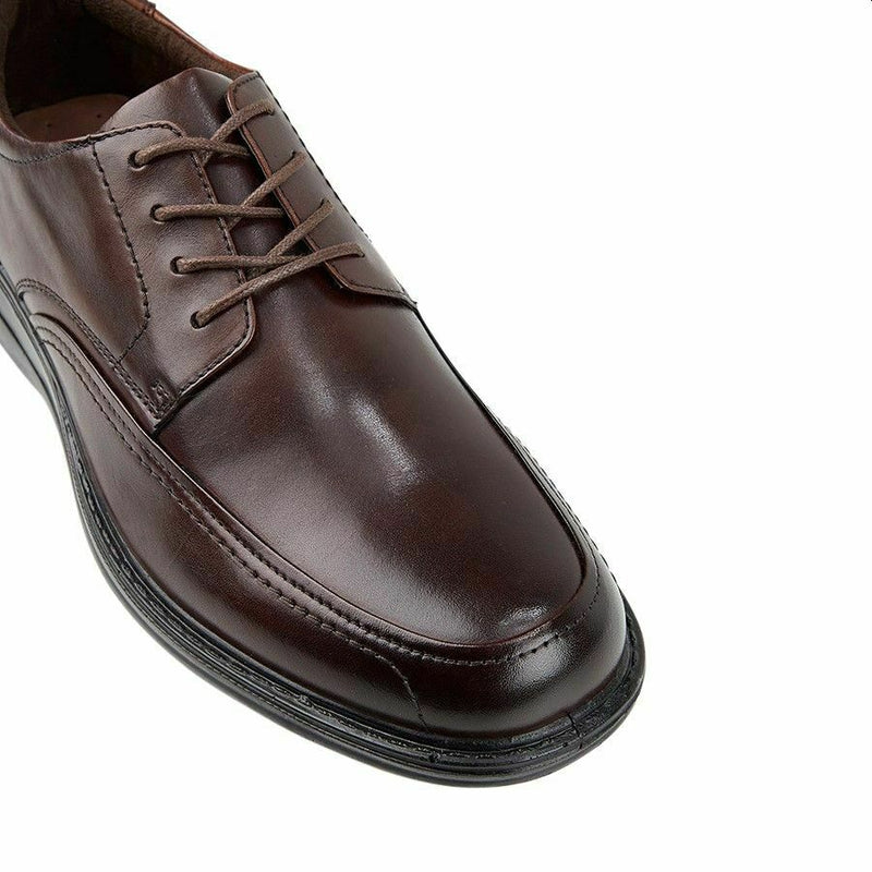 Mens Hush Puppies Torpedo Black Teak Mahogany Leather Extra Wide Work Shoes