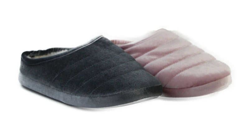 Womens Grosby Hoodies Slip On Pink Dark Grey Puffer Slippers