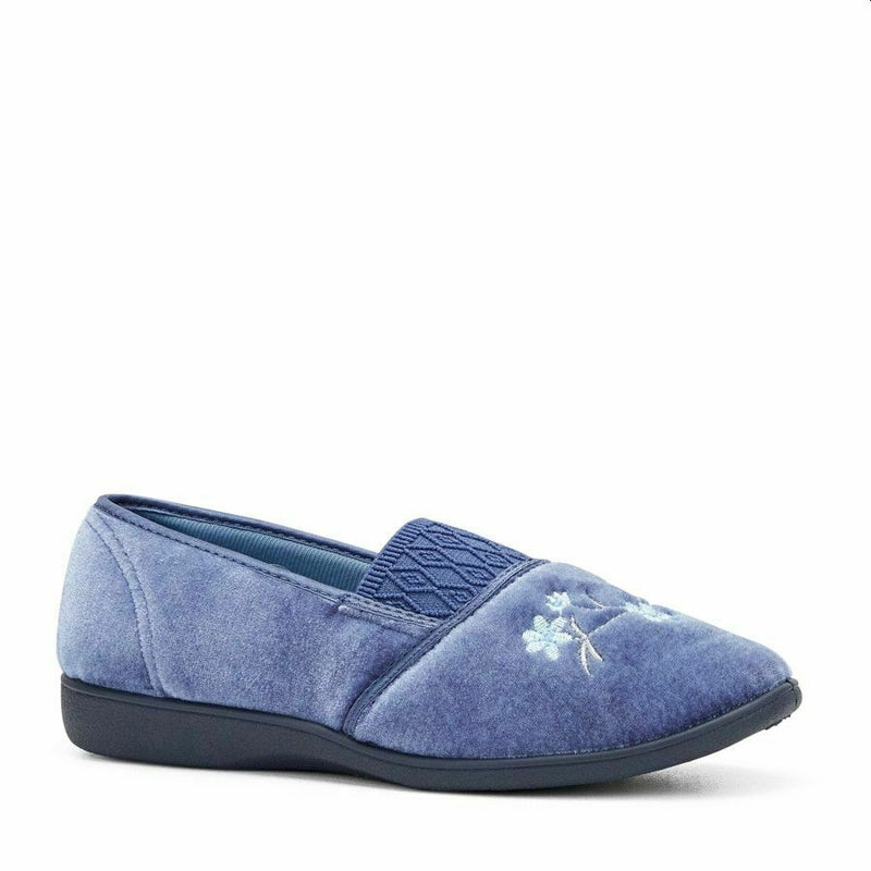 Womens Grosby Sasha Slippers Ladies Mid Blue Heather Shoes Slip On Flats