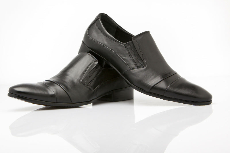 Mens Zasel Gevas Dress Black Leather Loafers Work Casual Dress Formal Shoes