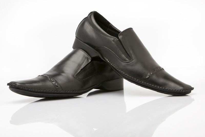 Mens Zasel Murphy Dress Black Leather Slip On Formal Casual Work Shoes