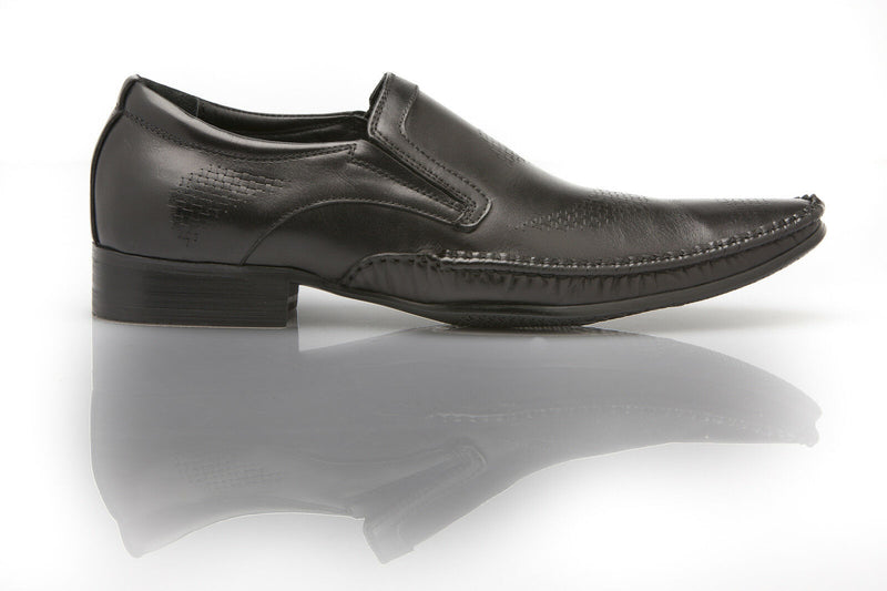 Mens Zasel Meg Black Dress Leather Slip On Work Formal Casual Mens Shoes