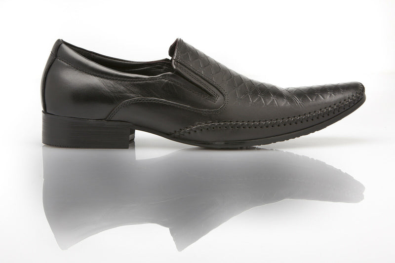 Mens Zasel Lish Dress Black Leather Loafers Formal Shoes